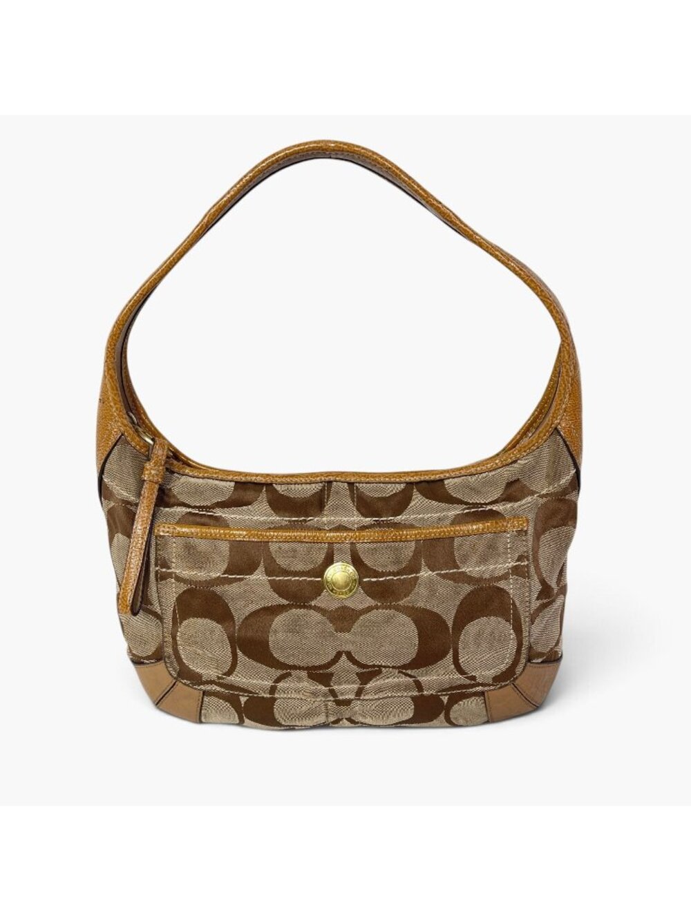 Coach Ergo 11600 Signature Jacquard Hobo Shoulder Bag Khaki Brown Y2K 2007